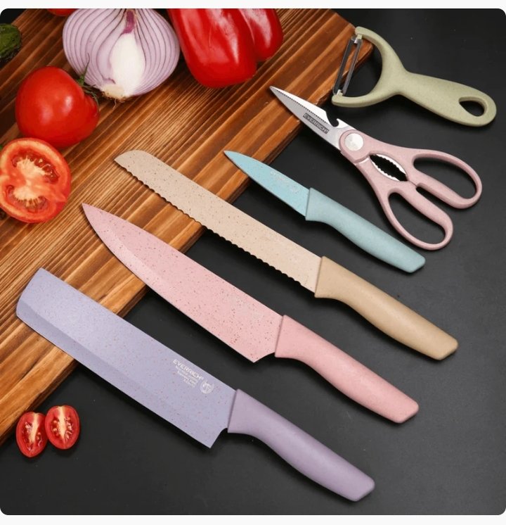 Pastel Corrugated Kitchen Knife Set (6 pcs)