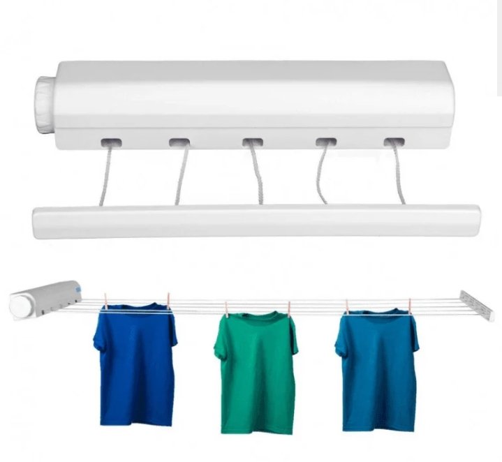 Retractable Clothes Drying Line with Hanger Clips