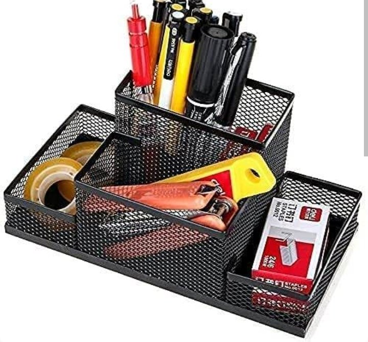 Mesh Metal Desk Stationery Organiser (4 Compartment)