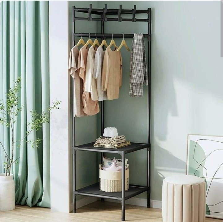 Corner Coat Rack Shelf
