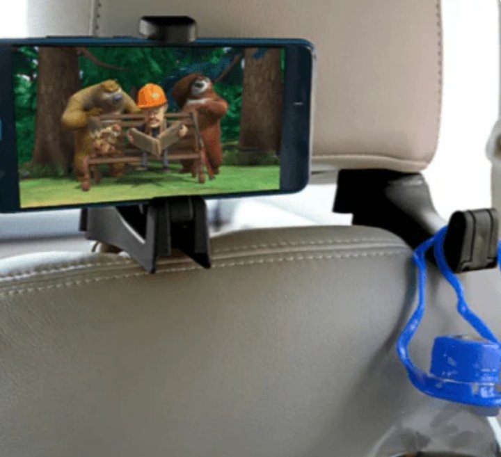 2in1 Car Headrest Hook Phone and Bag Holder (Each) - Image 2