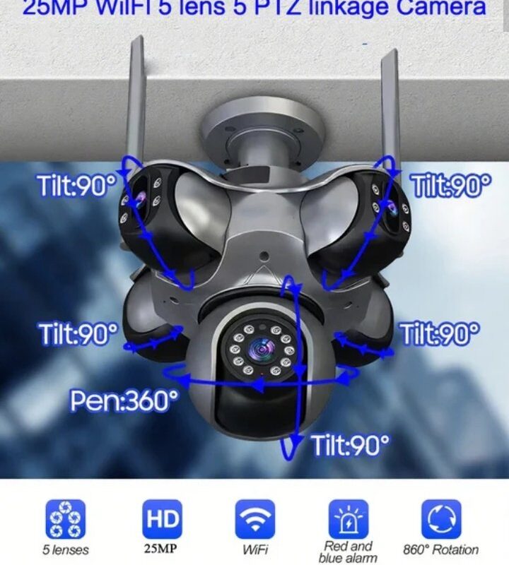 25MP Outdoor Five Lens 720 ° Rotating PTZ Camera