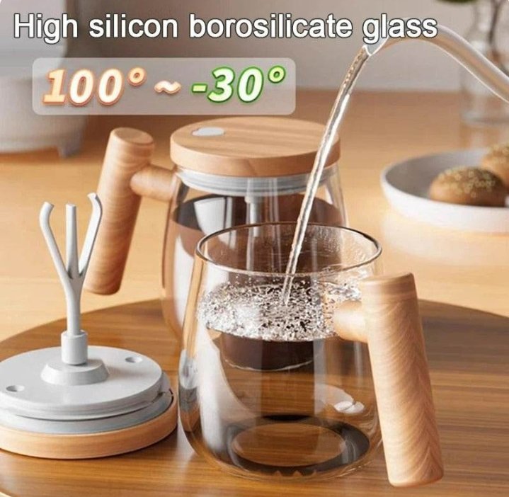 Portable Electric Stirring Glass Coffee Cup (400ml)
