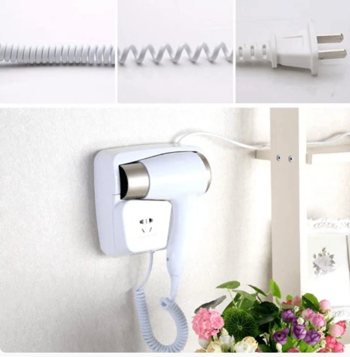 Wall Mounted Hair Dryer and Plug