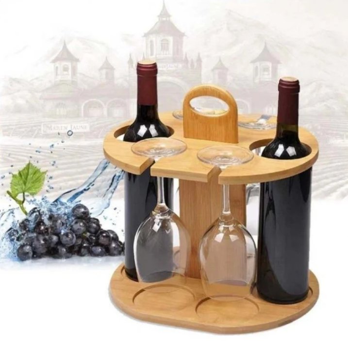 Double Wine Bottle And Glass Display Stand