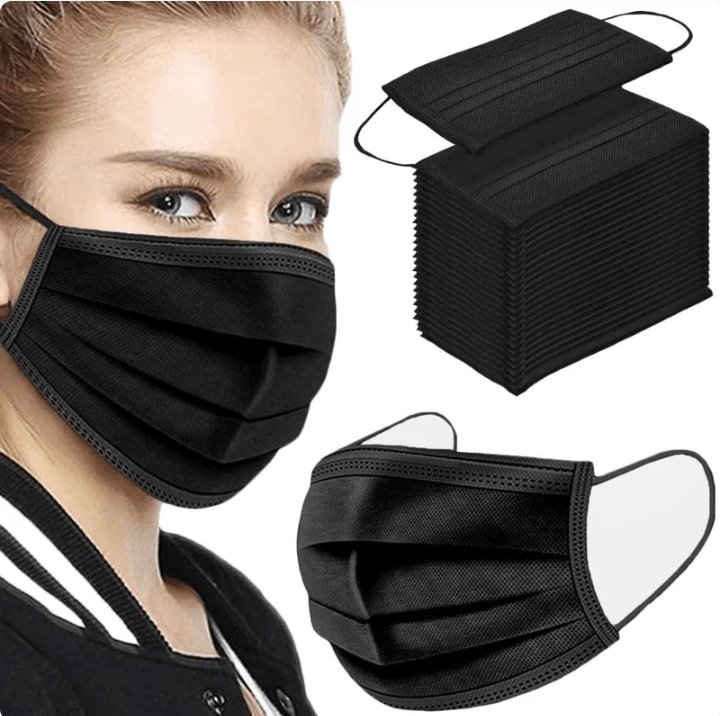 Disposable Black Face Masks (3-Ply)(50 pcs)