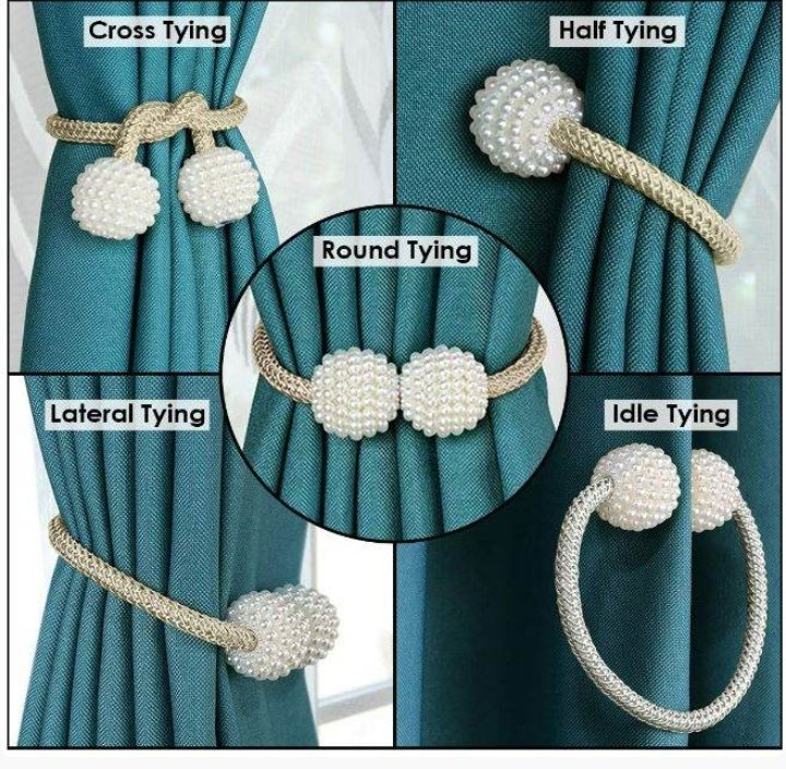 Magnetic Curtain Ties With Pearls (2pcs)