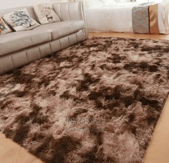 Colourful Fluffy Shag Runner (Two Tone Brown)