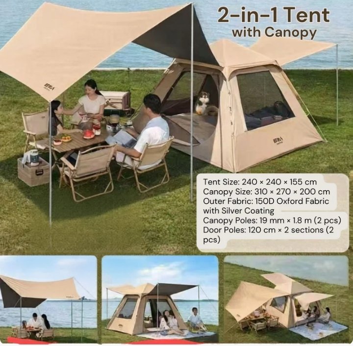 2in1 Outdoor Tent With Canopy